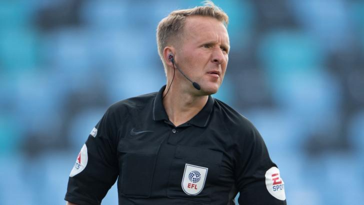 Referee Oliver Langford takes charge of Millwall v Leicester